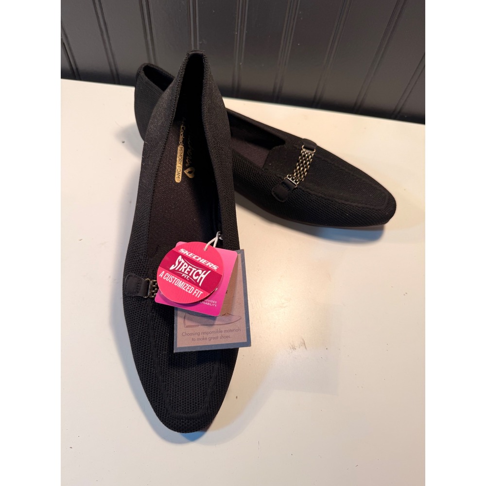 Skechers Cleo 2.0 Love Spell Black Knit Loafers 159006 Flat Shoes women's 9.5